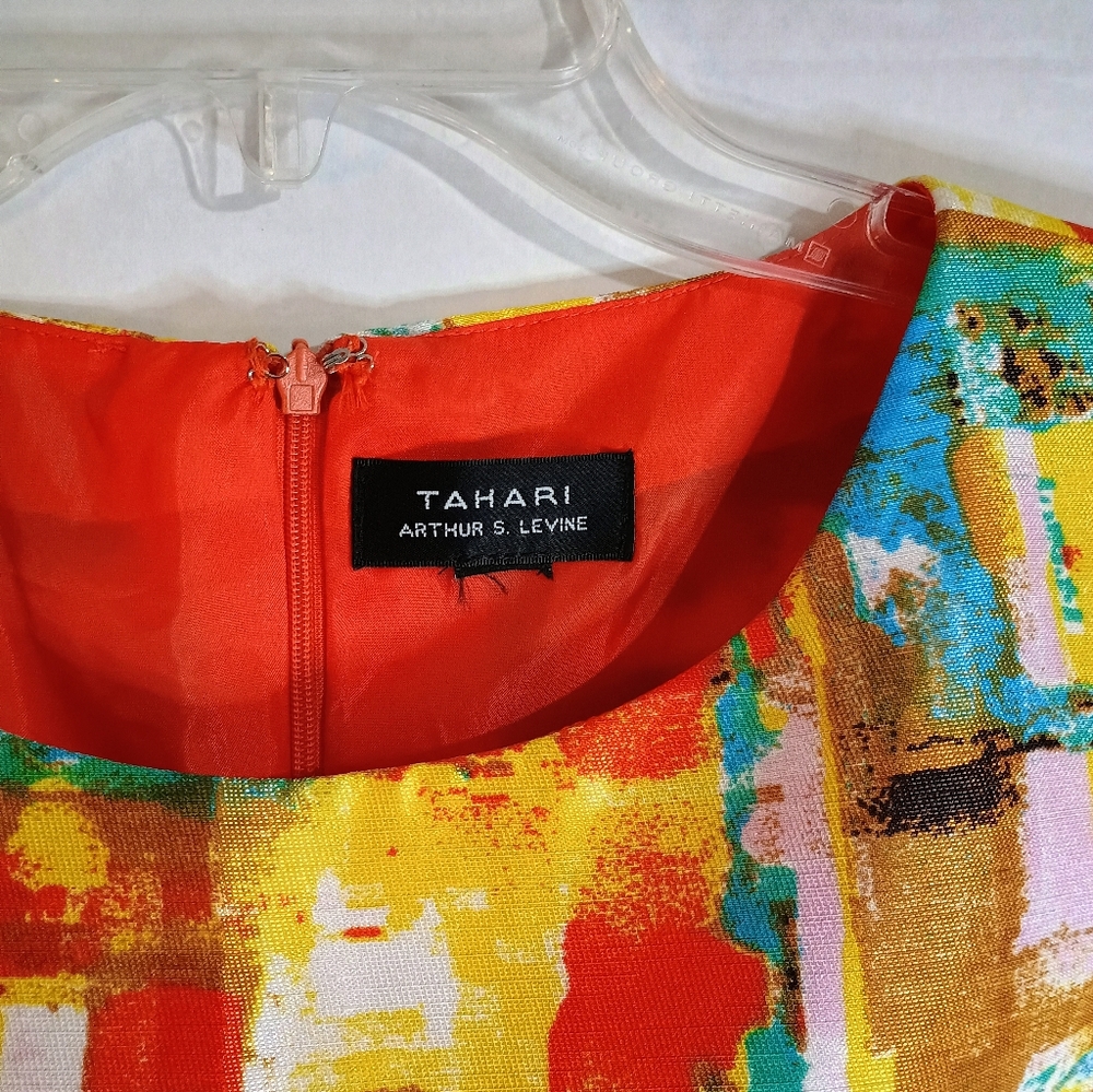 TAHARI by ASL Brushstroke Print Women's Sateen Shift Dress, Multi-color - Picture 3 of 3